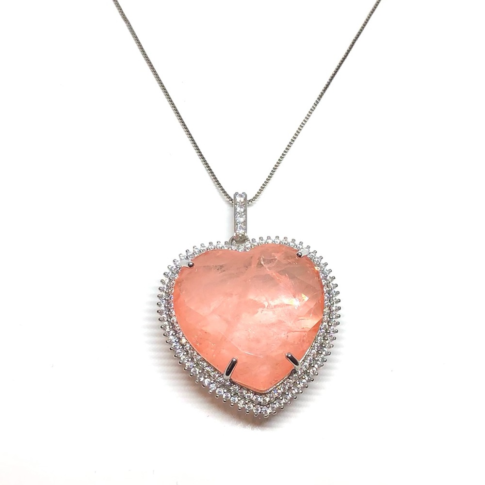 Double Halo Citrine Quartz Heart Necklace